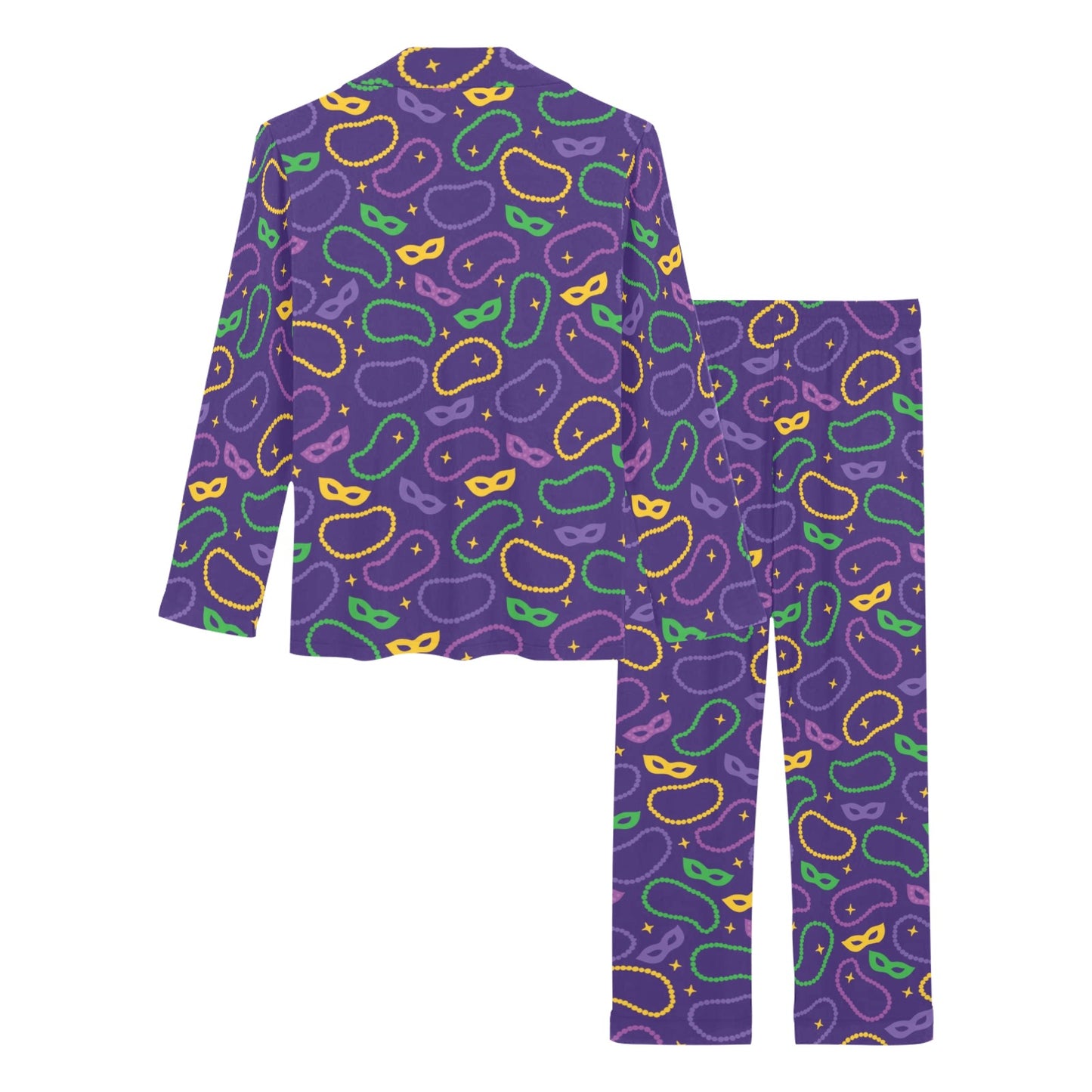 Mardi Gras Pattern Print Design 04 Women's Long Pajama Set
