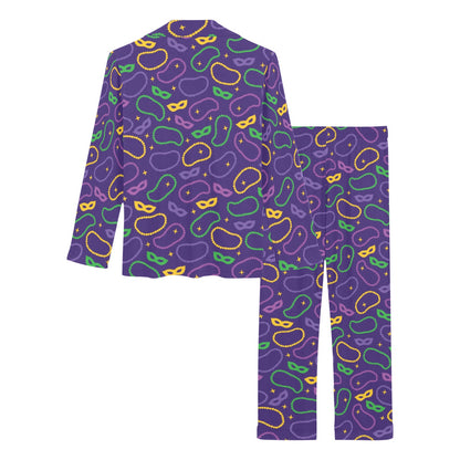 Mardi Gras Pattern Print Design 04 Women's Long Pajama Set
