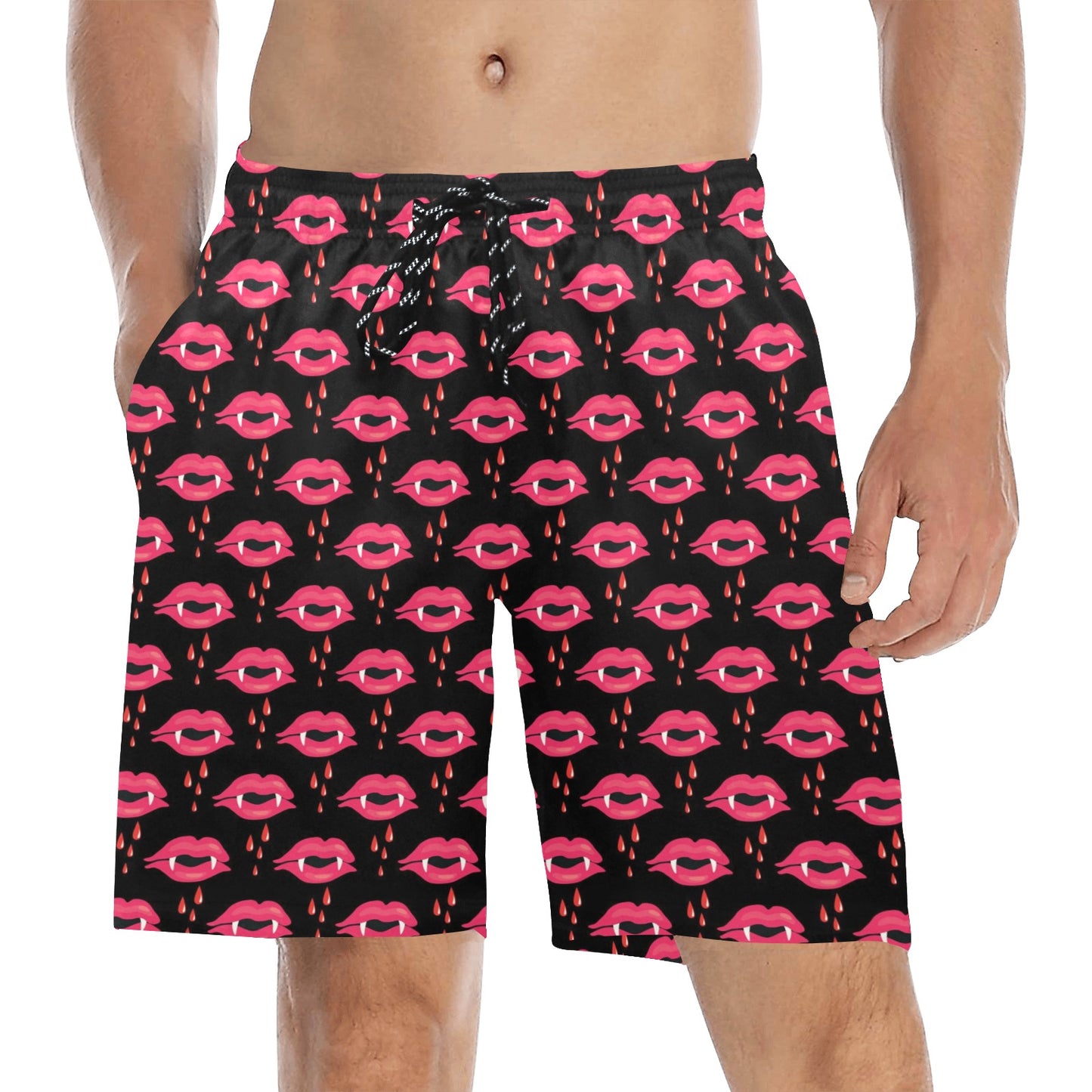 Vampire Lips Print Design LKS303 Men's Swim Trunks Beach Shorts