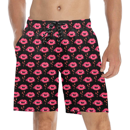 Vampire Lips Print Design LKS303 Men's Swim Trunks Beach Shorts