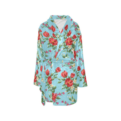 Summer Floral Pattern Print Design SF011 Women's Fleece Robe