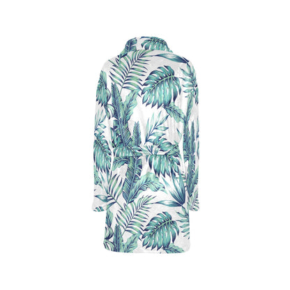 Pattern Tropical Palm Leaves Women's Fleece Robe