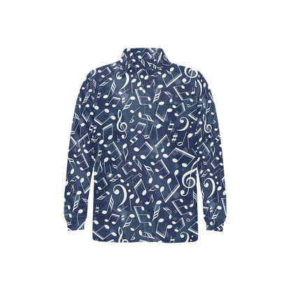 Music note Pattern Print Design A02 Long Sleeve Polo Shirt For Men's