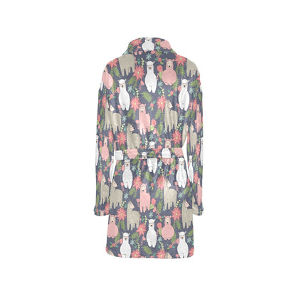 Alpaca Pattern Print Design 03 Women's Fleece Robe