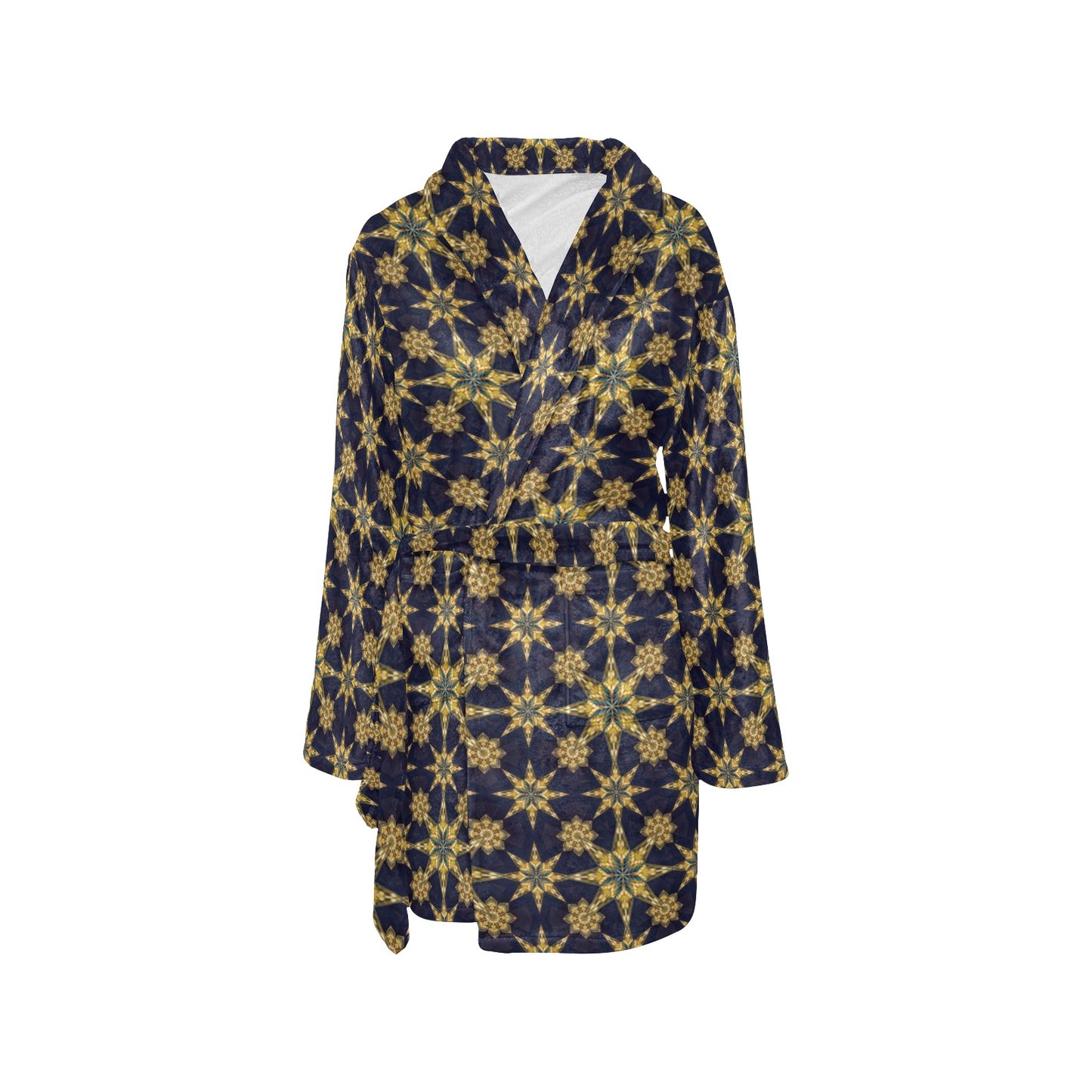 kaleidoscope Gold Print Design Women's Fleece Robe