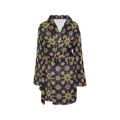 kaleidoscope Gold Print Design Women's Fleece Robe