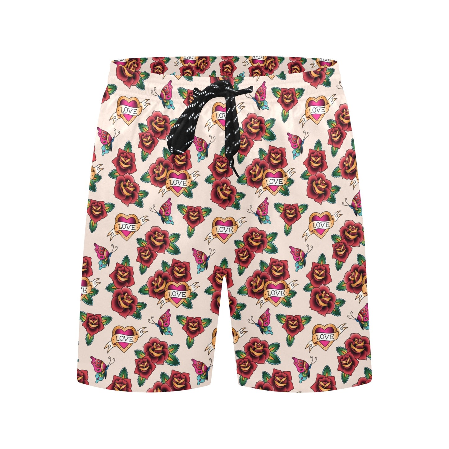 Tattoo Rose Print Design LKS302 Men's Swim Trunks Beach Shorts