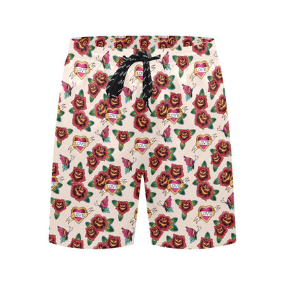 Tattoo Rose Print Design LKS302 Men's Swim Trunks Beach Shorts