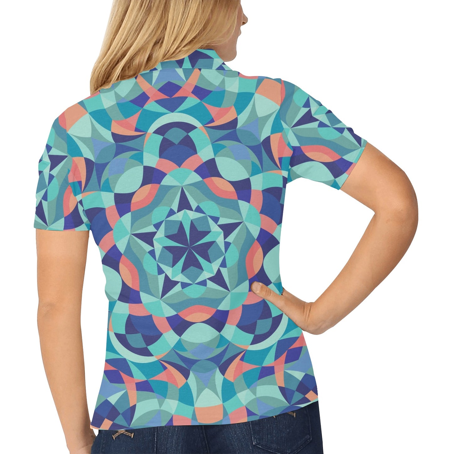 Kaleidoscope Pattern Print Design 03 Women's Polo Shirt