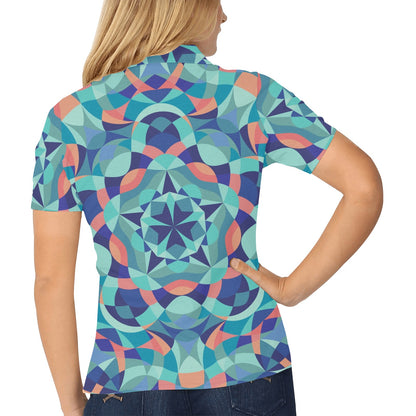 Kaleidoscope Pattern Print Design 03 Women's Polo Shirt