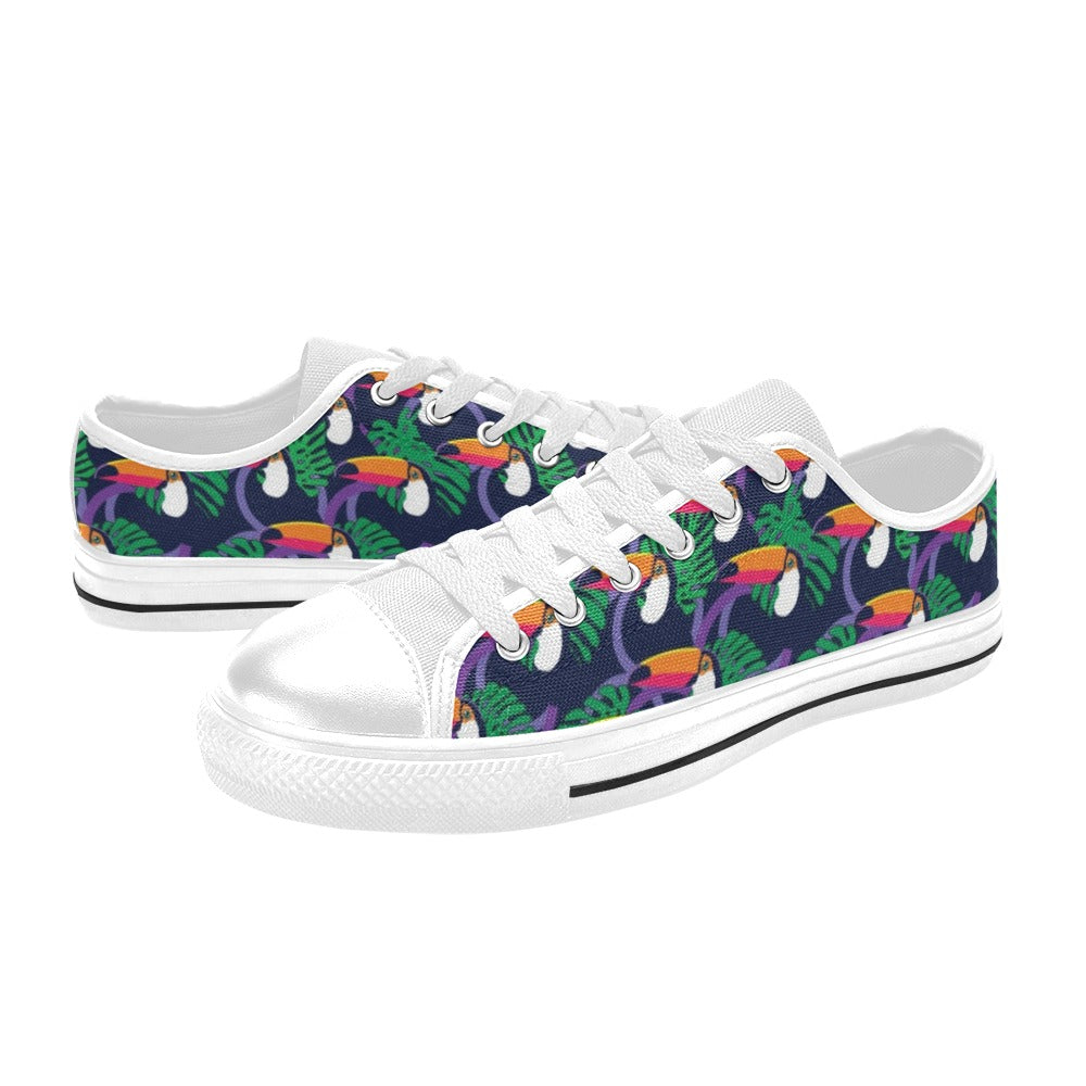 Toucan Print Design LKS302 Women's White Low Top Shoes