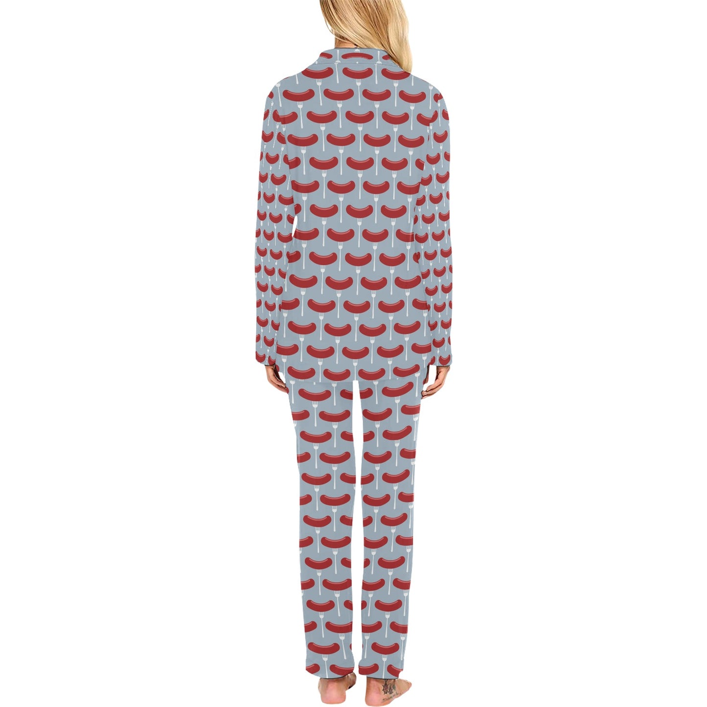 Sausage Print Design LKS301 Women's Long Pajama Set