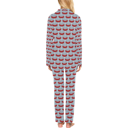 Sausage Print Design LKS301 Women's Long Pajama Set