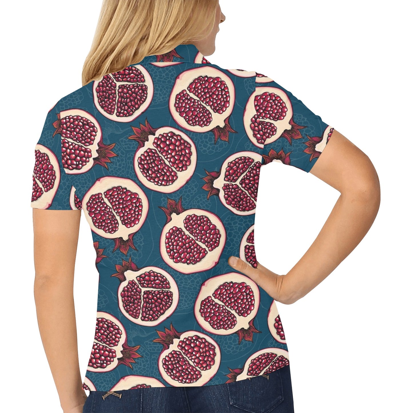 Pomegranate Pattern Print Design PG02 Women's Polo Shirt