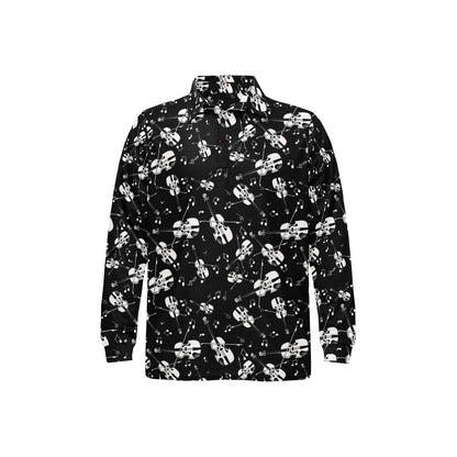 Violin Print Design LKS404 Long Sleeve Polo Shirt For Men's