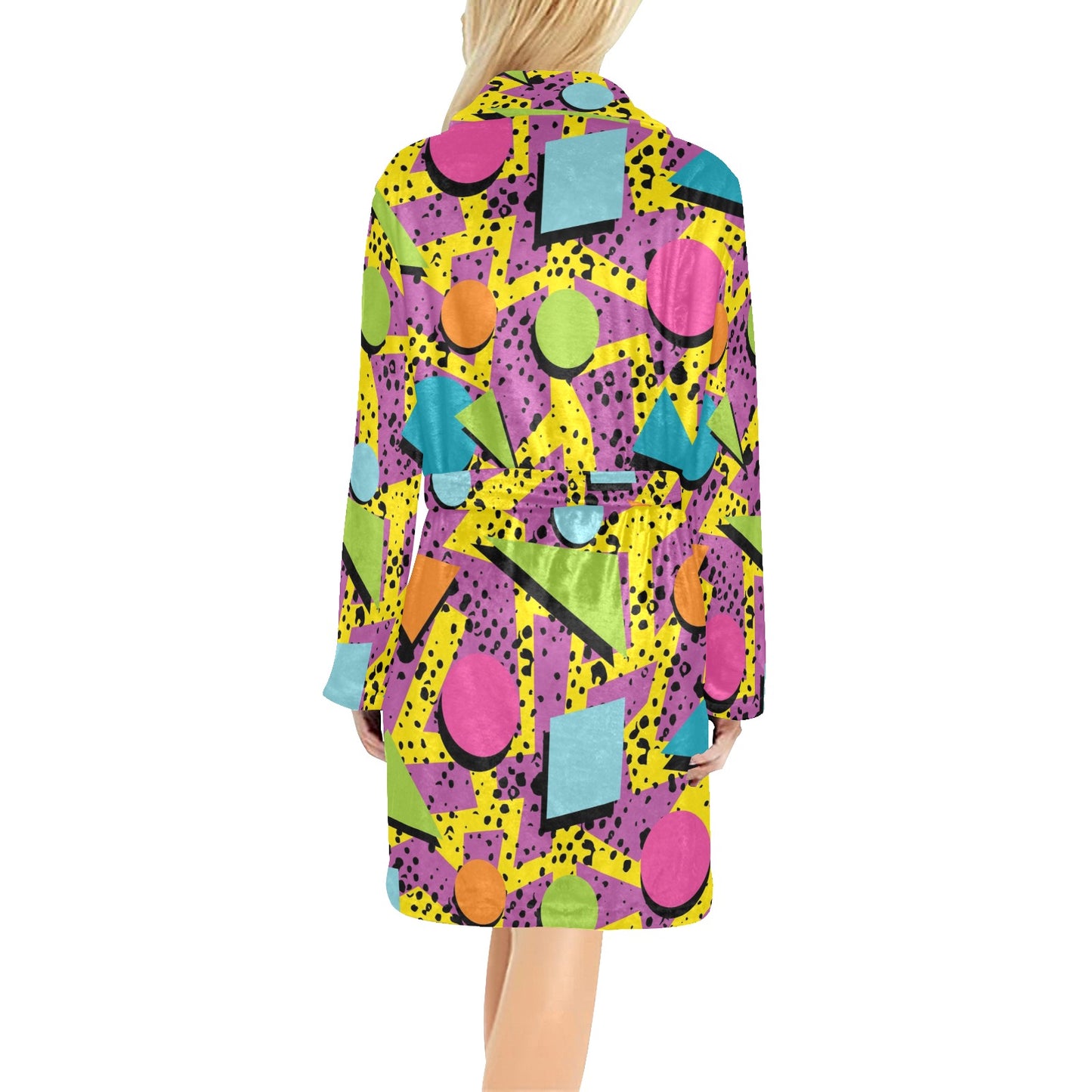 80s Pattern Print Design 1 Women's Fleece Robe