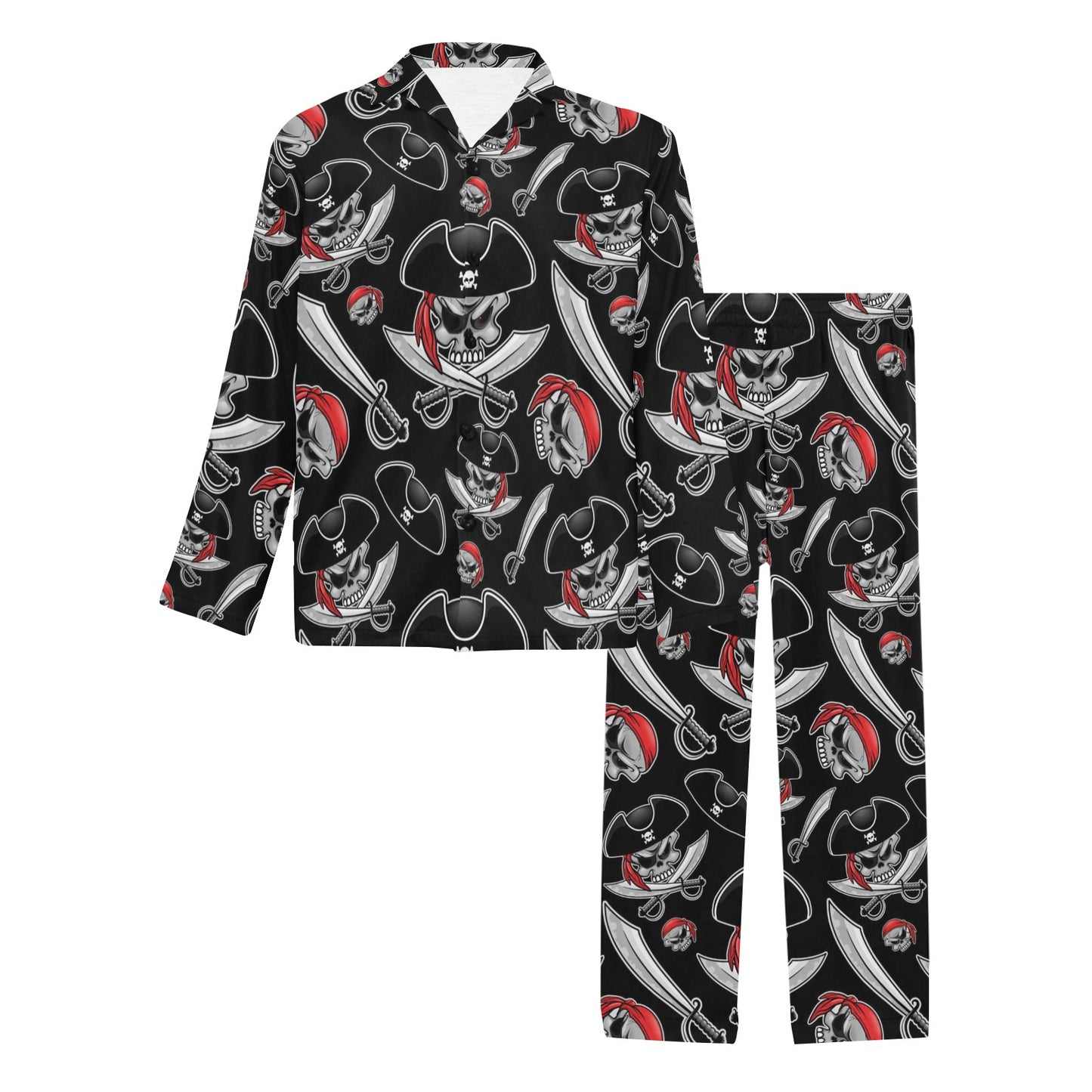 Pirate Pattern Print Design A05 Men's Long Pajama Set