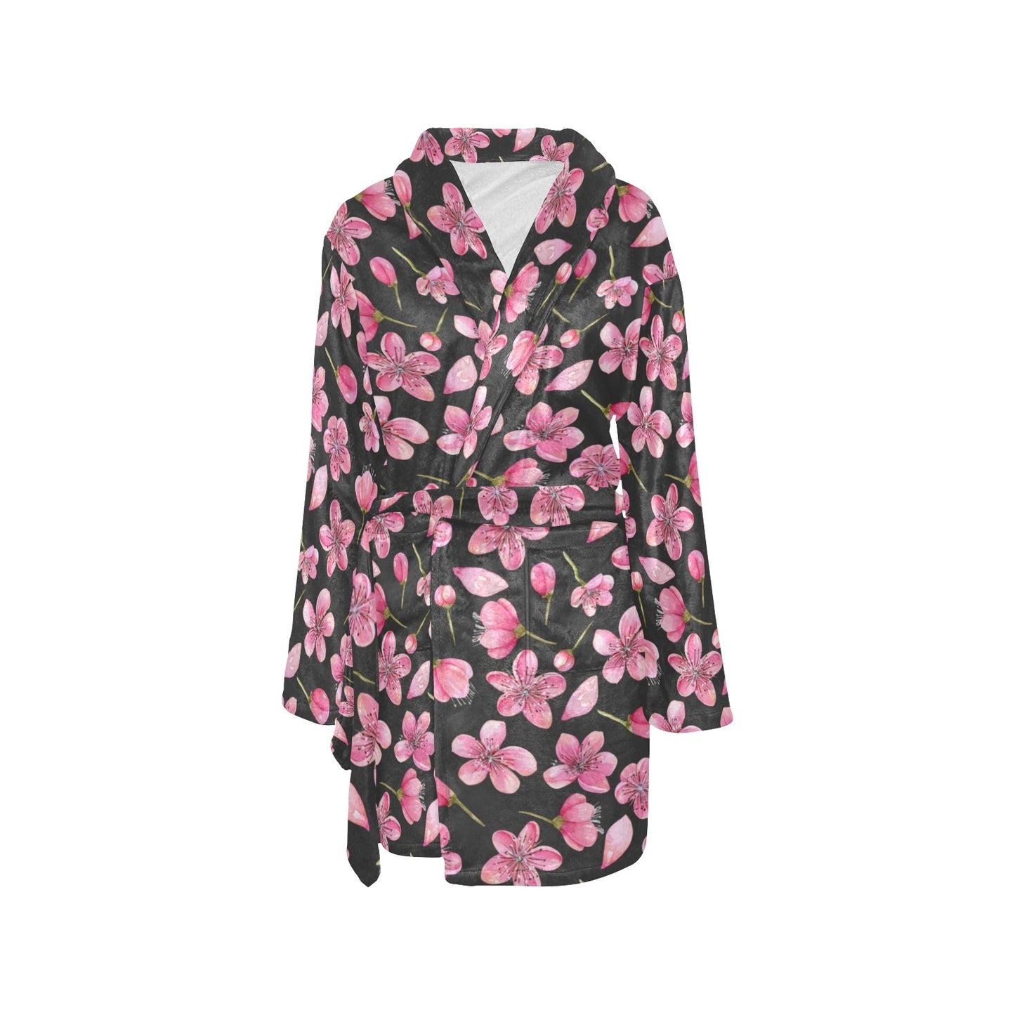 Apple blossom Pattern Print Design AB03 Women's Fleece Robe