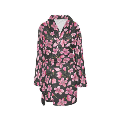 Apple blossom Pattern Print Design AB03 Women's Fleece Robe
