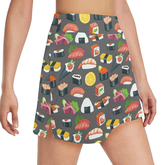 Sushi Print Design LKS302 17" Golf & Pickleball Skort with Pockets