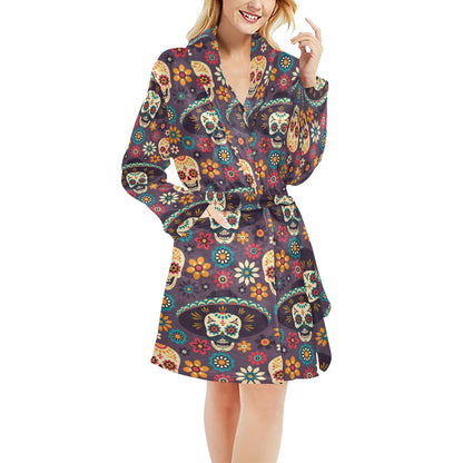 sugar skull Maxican Pattern Women's Fleece Robe