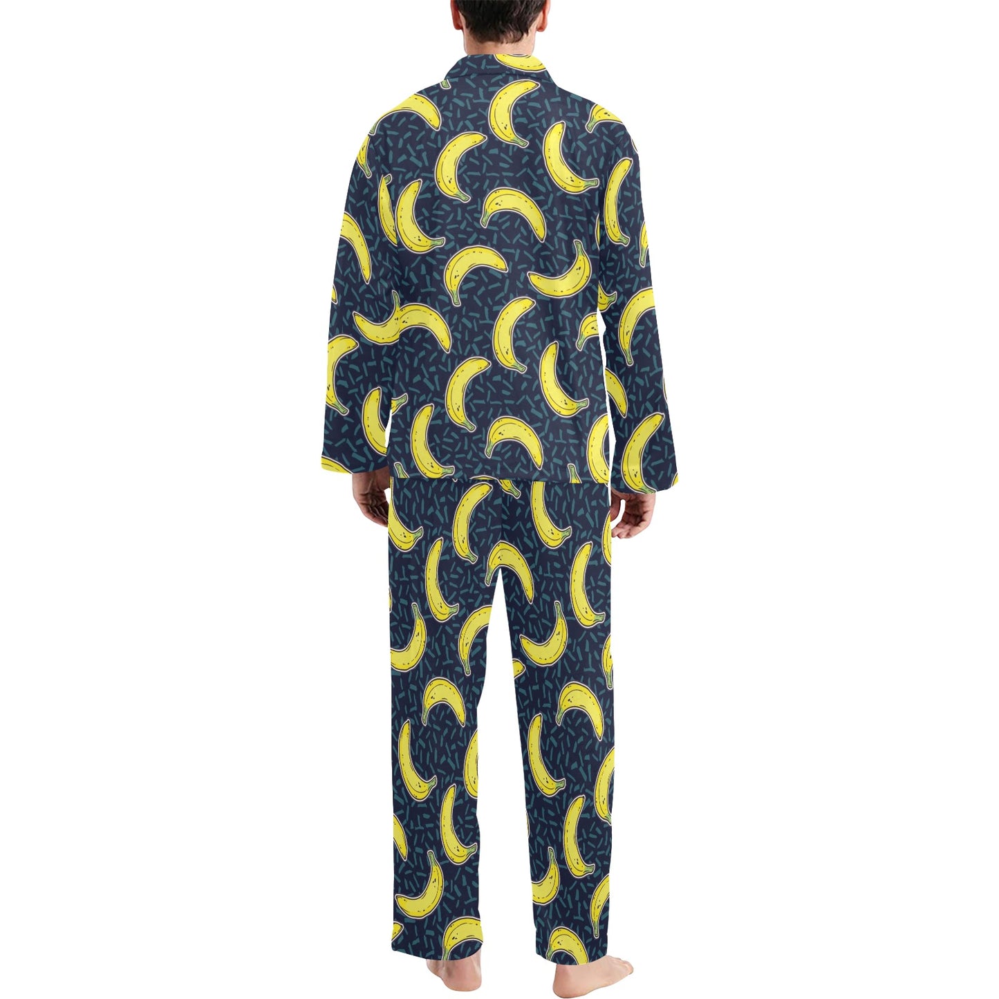 Banana Pattern Print Design BA09 Men's Long Pajama Set