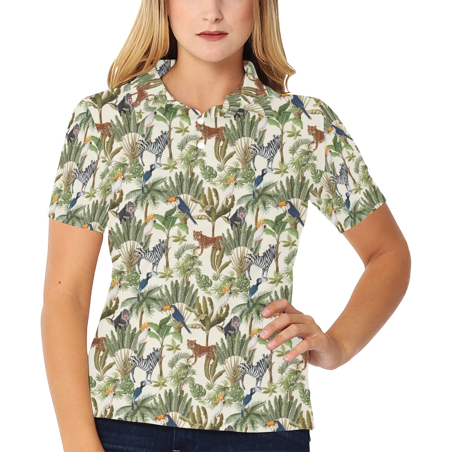 Safari Animal Print Design LKS304 Women's Polo Shirt