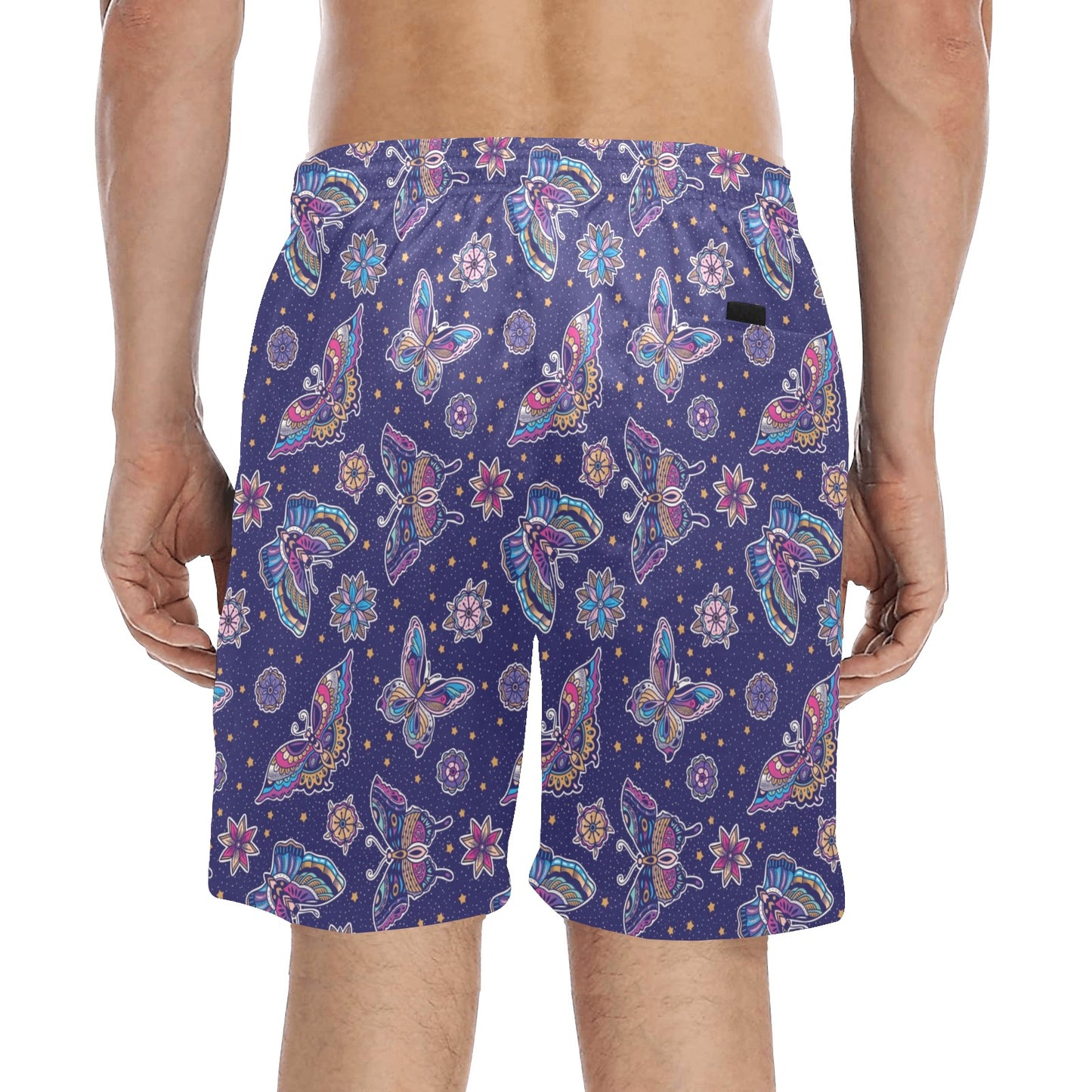 Butterfly Print Design LKS303 Men's Swim Trunks Beach Shorts