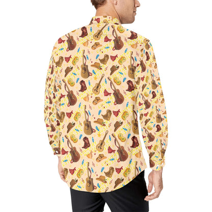 Western Lifestyle Print Design LKS303 Men's Long Sleeve Dress Shirt