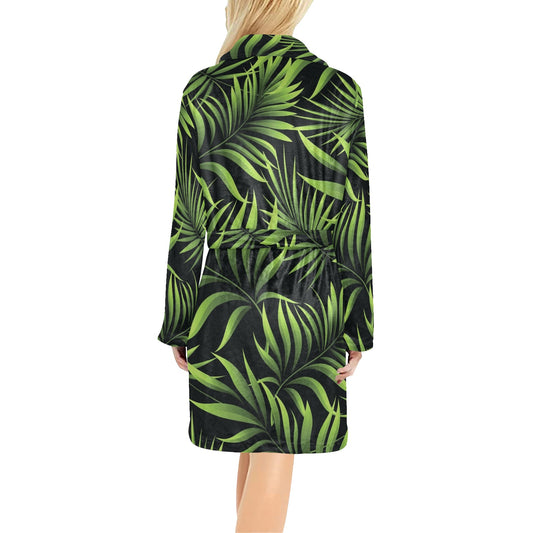 Palm Leaves Pattern Print Design PL07 Women's Fleece Robe