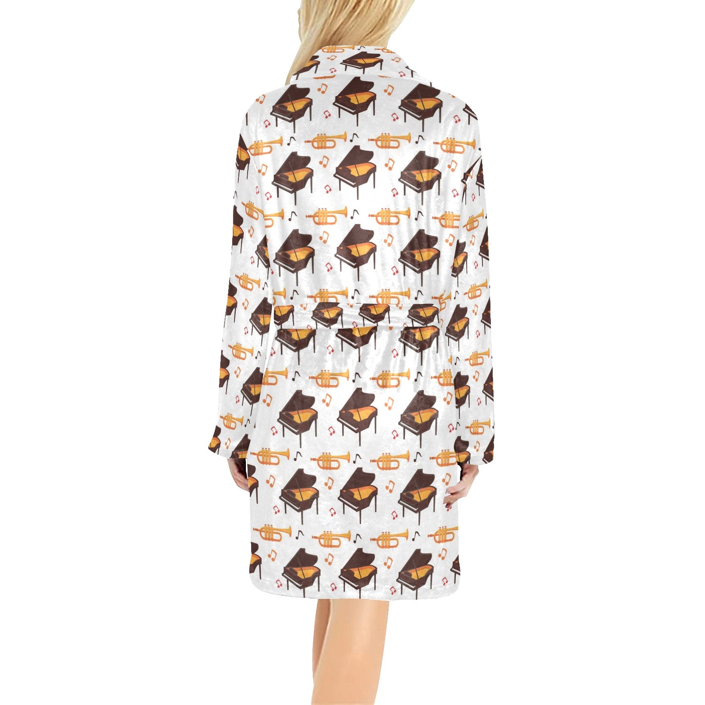 Piano Print Design LKS406 Women's Fleece Robe