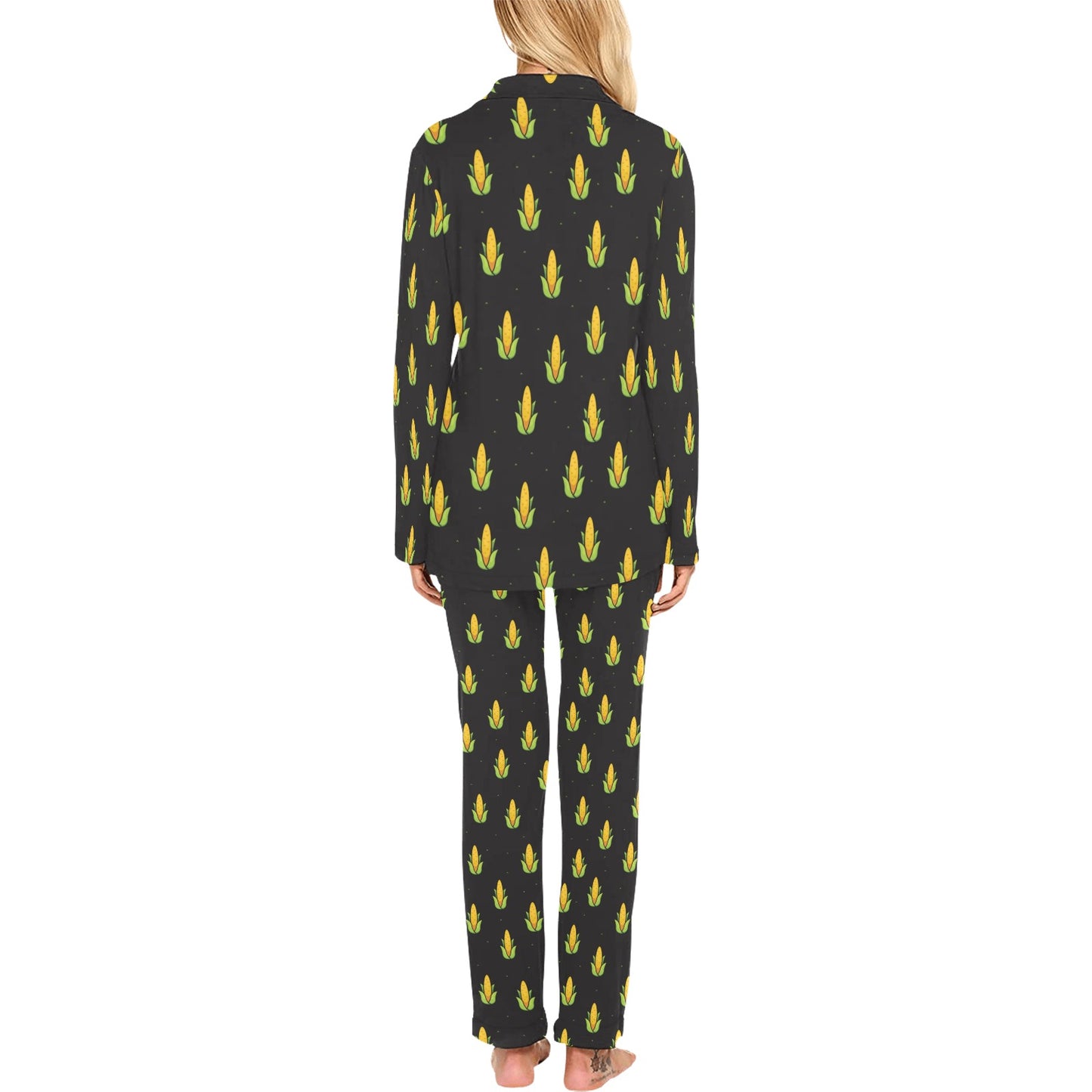 Corn Pattern Print Design 04 Women's Long Pajama Set