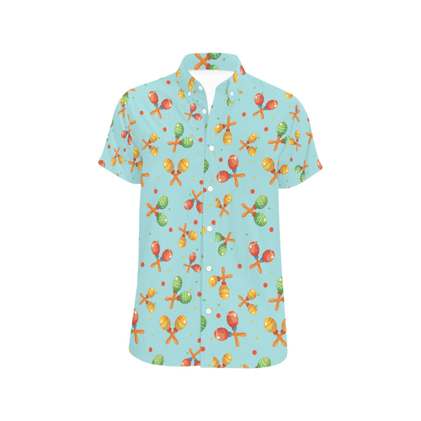 Maracas Print Design LKS402 Men Short Sleeve Button Up Shirt
