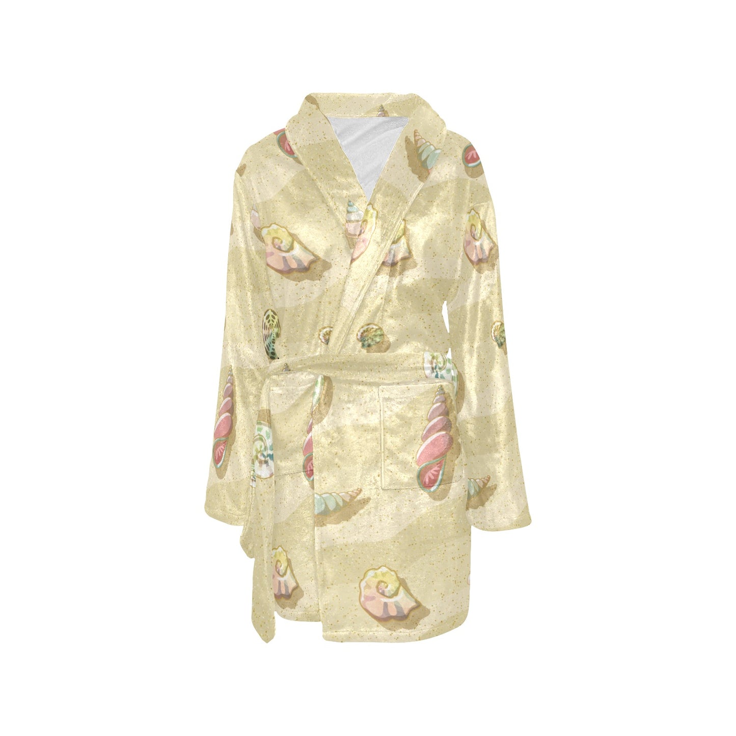 Beach with Seashell Theme Women's Fleece Robe