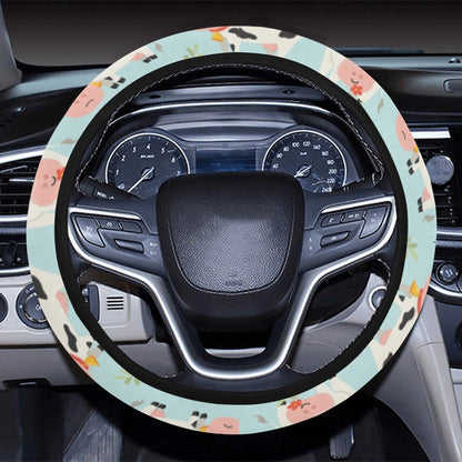 Cattle Print Design LKS403 Steering Wheel Cover with Elastic Edge