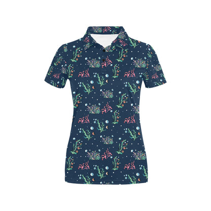 Seaweed Print Design LKS306 Women's Polo Shirt