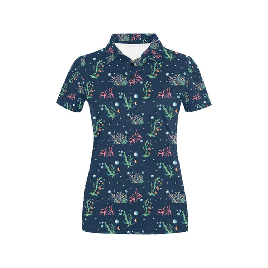Seaweed Print Design LKS306 Women's Polo Shirt