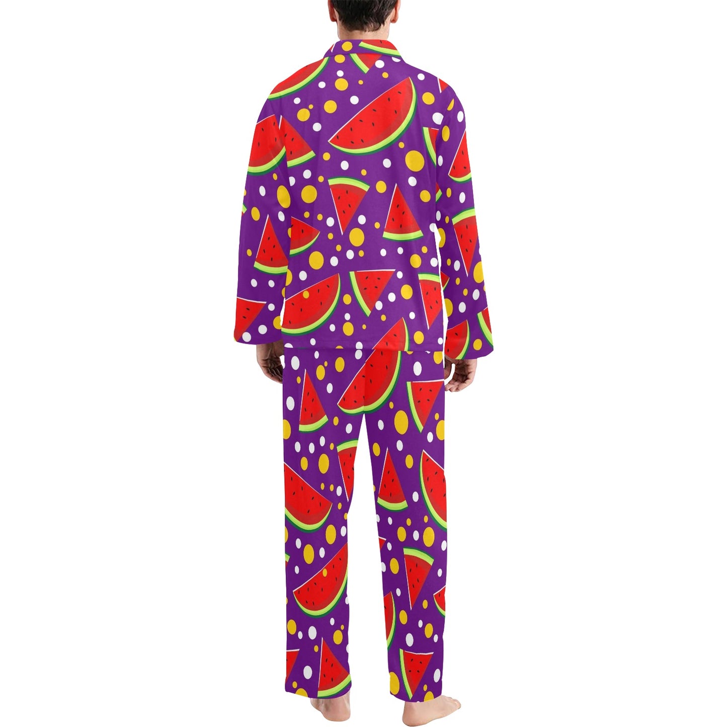 Watermelon Pattern Print Design WM010 Men's Long Pajama Set