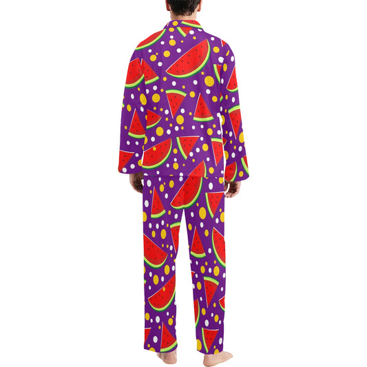 Watermelon Pattern Print Design WM010 Men's Long Pajama Set
