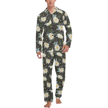 Daisy Pattern Print Design DS08 Men's Long Pajama Set