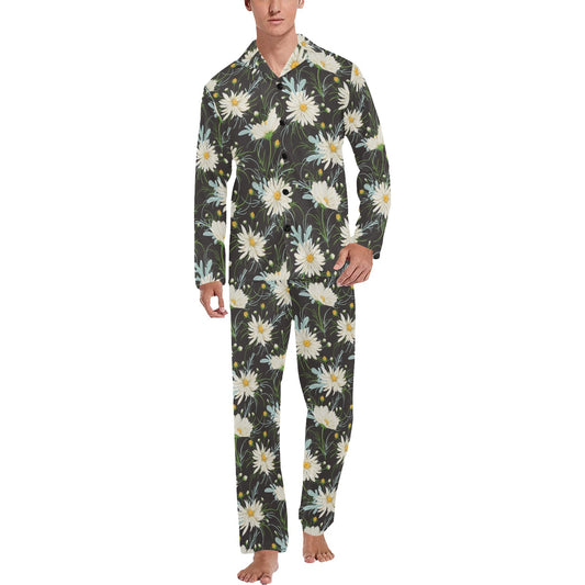 Daisy Pattern Print Design DS08 Men's Long Pajama Set