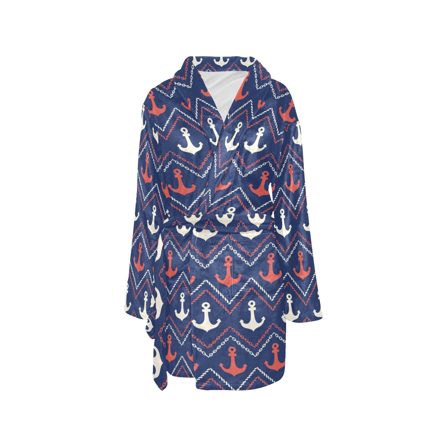 Anchor Pattern Print Design 07 Women's Fleece Robe
