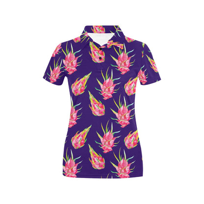 Dragonfruit Pattern Print Design DF02 Women's Polo Shirt