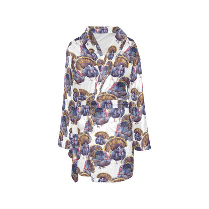 Turkey Pattern Print Design 01 Women's Fleece Robe