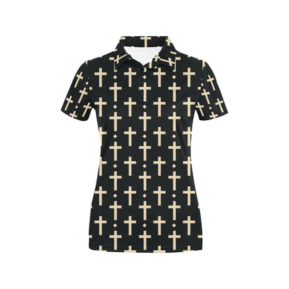 Cross Pattern Print Design 03 Women's Polo Shirt