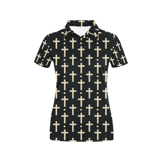 Cross Pattern Print Design 03 Women's Polo Shirt