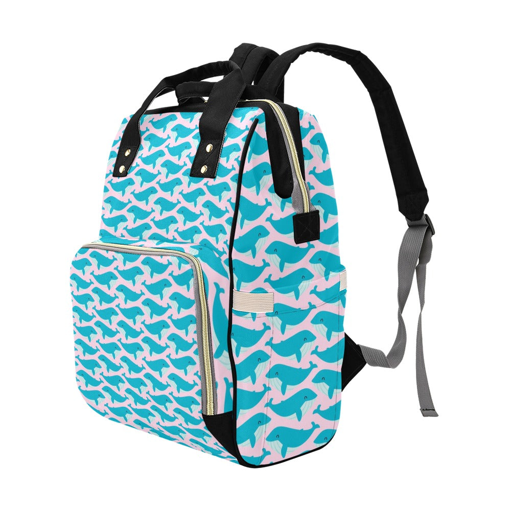 Whale Print Design LKS302 Diaper Bag Backpack