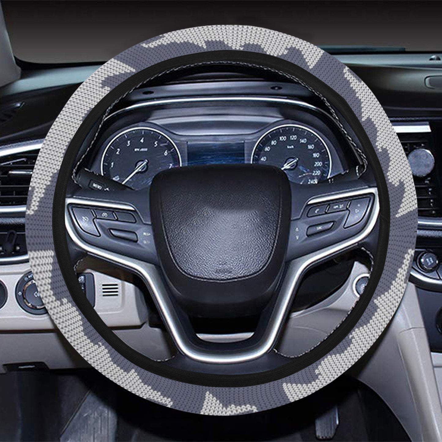 Salmon Fish Knit Style Print Design LKS304 Steering Wheel Cover with Elastic Edge