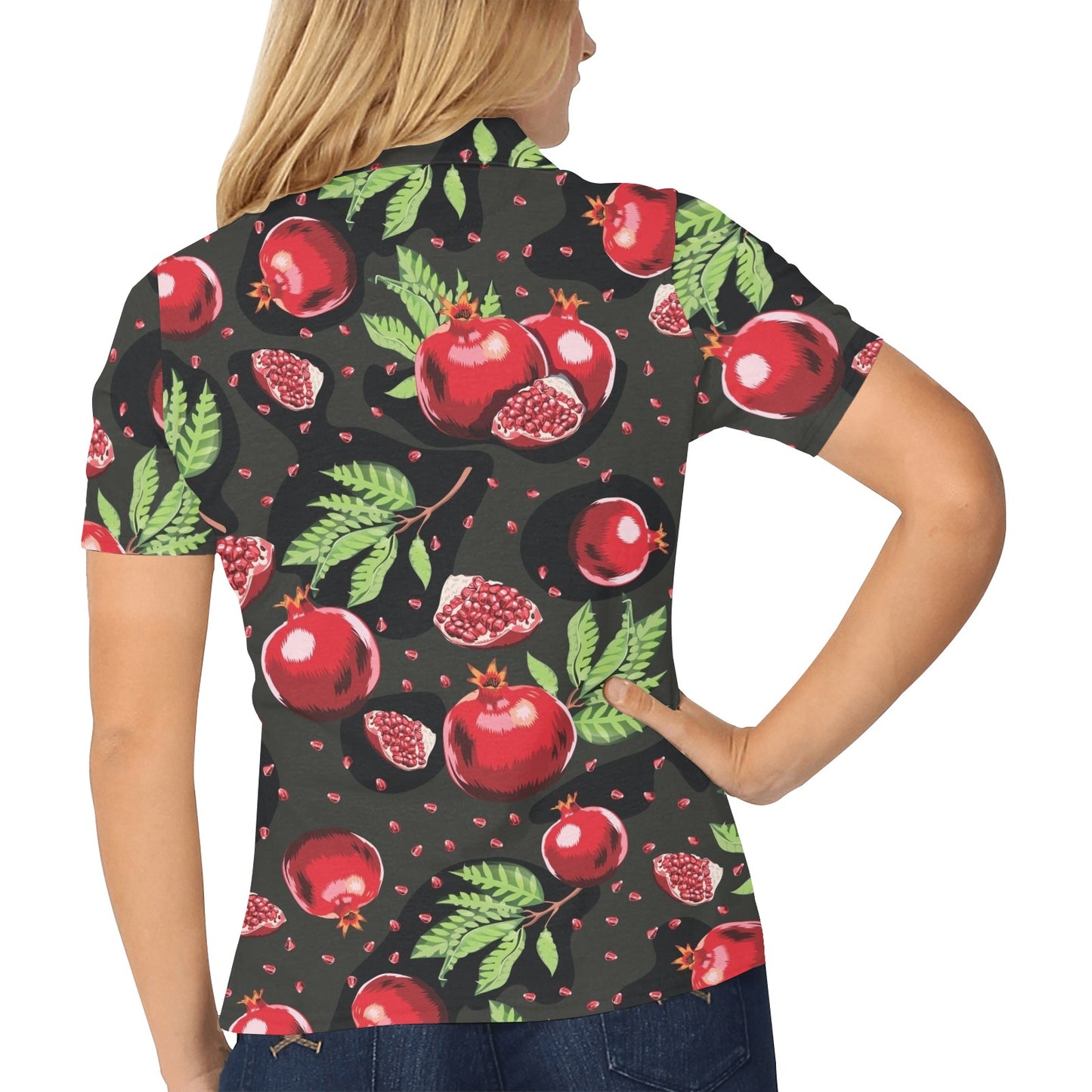 Pomegranate Pattern Print Design PG06 Women's Polo Shirt