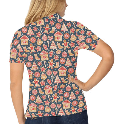 Gingerbread Pattern Print Design 03 Women's Polo Shirt